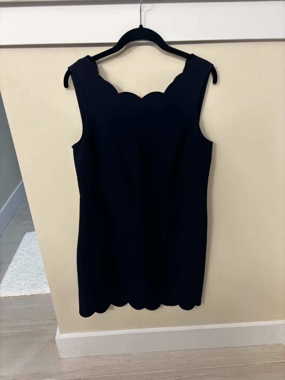 JCrew Scallop-Edge navy Sleeveless Shift Dress
